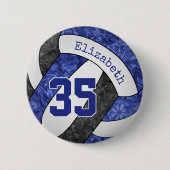 Freundlich blaues schwarzes Volleyballteam Button (Vorderseite)