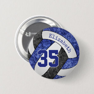 Freundlich blaues schwarzes Volleyballteam Button