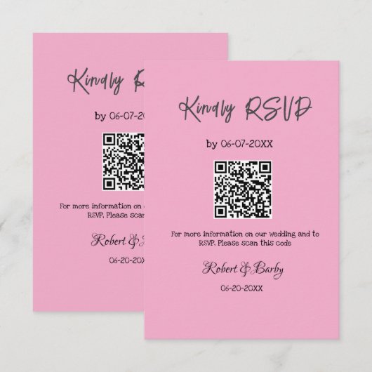 freundlich Hochzeit RSVP Scan QR-Code einfach mode Begleitkarte (Vorne/Hinten)