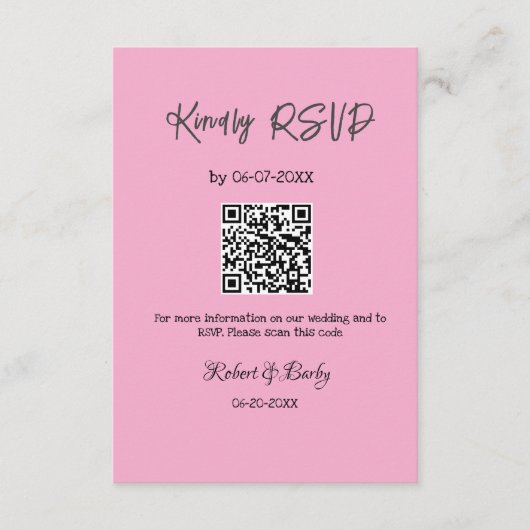 freundlich Hochzeit RSVP Scan QR-Code einfach mode Begleitkarte (Vorderseite)