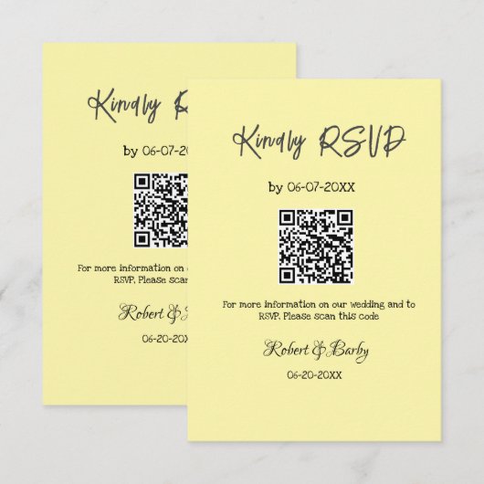 freundlich Hochzeit RSVP Scan QR-Code einfach mode Begleitkarte (Vorne/Hinten)