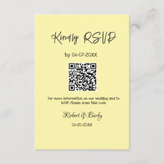 freundlich Hochzeit RSVP Scan QR-Code einfach mode Begleitkarte (Vorderseite)