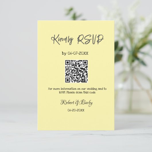 freundlich Hochzeit RSVP Scan QR-Code einfach mode Begleitkarte (Stehend Vorderseite)