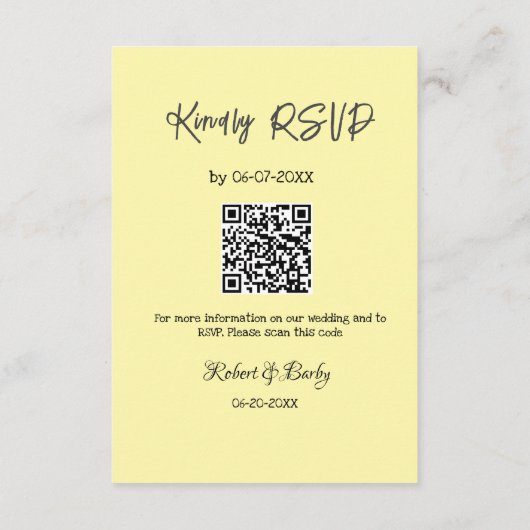freundlich Hochzeit RSVP Scan QR-Code einfach mode Begleitkarte (Rückseite)