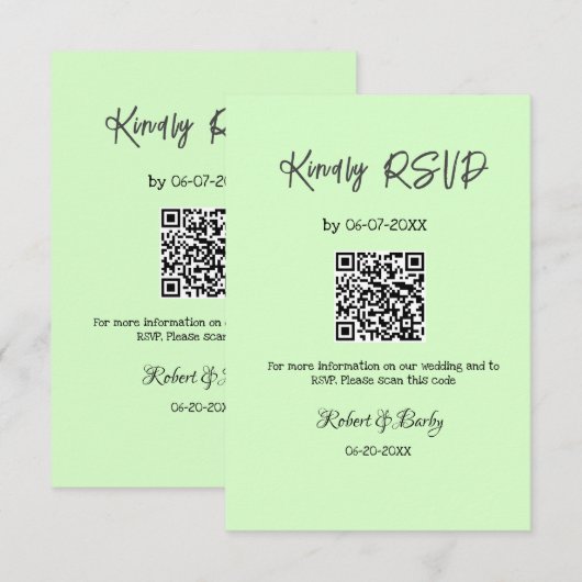 freundlich Hochzeit RSVP Scan QR-Code einfach mode Begleitkarte (Vorne/Hinten)
