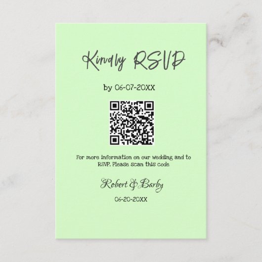 freundlich Hochzeit RSVP Scan QR-Code einfach mode Begleitkarte (Vorderseite)