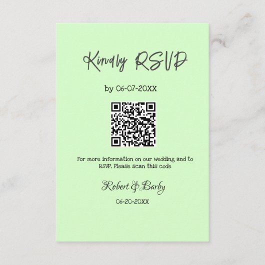 freundlich Hochzeit RSVP Scan QR-Code einfach mode Begleitkarte (Rückseite)