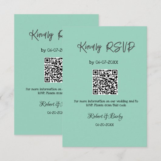 freundlich Hochzeit RSVP Scan QR-Code einfach mode Begleitkarte (Vorne/Hinten)