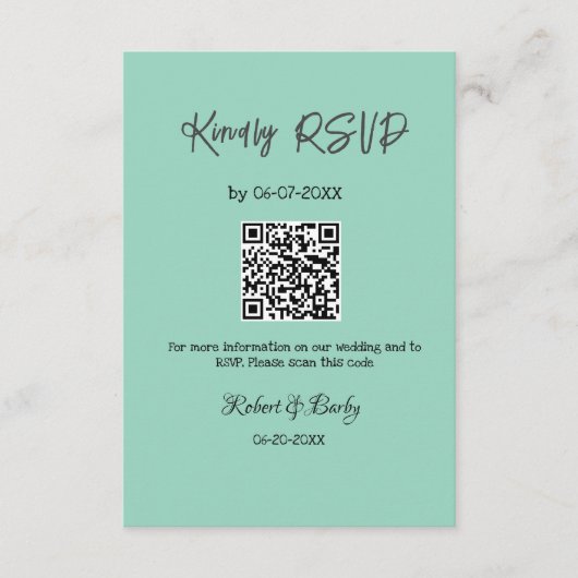 freundlich Hochzeit RSVP Scan QR-Code einfach mode Begleitkarte (Vorderseite)