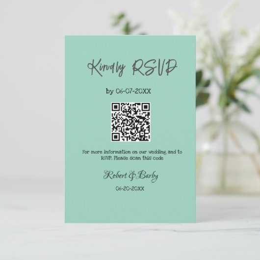 freundlich Hochzeit RSVP Scan QR-Code einfach mode Begleitkarte (Stehend Vorderseite)