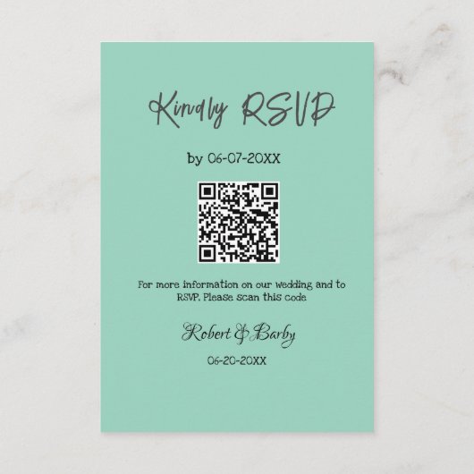 freundlich Hochzeit RSVP Scan QR-Code einfach mode Begleitkarte (Rückseite)
