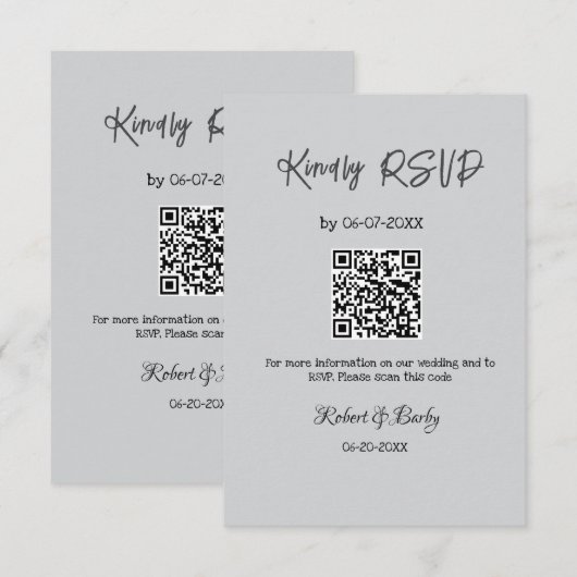 freundlich Hochzeit RSVP Scan QR-Code einfach mode Begleitkarte (Vorne/Hinten)