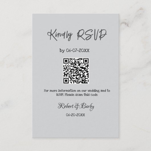 freundlich Hochzeit RSVP Scan QR-Code einfach mode Begleitkarte (Vorderseite)