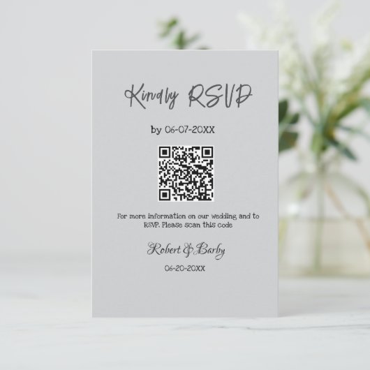 freundlich Hochzeit RSVP Scan QR-Code einfach mode Begleitkarte (Stehend Vorderseite)