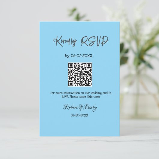freundlich Hochzeit RSVP Scan QR-Code einfach mode Begleitkarte (Stehend Vorderseite)