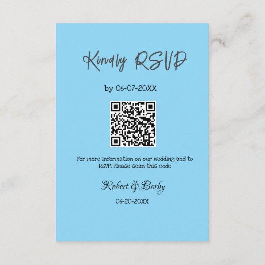 freundlich Hochzeit RSVP Scan QR-Code einfach mode Begleitkarte (Rückseite)