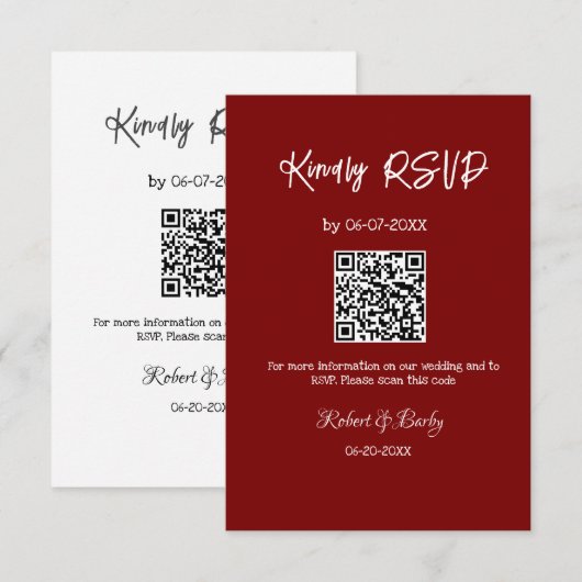 freundlich Hochzeit RSVP Scan QR-Code einfach mode Begleitkarte (Vorne/Hinten)