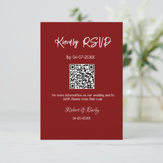 freundlich Hochzeit RSVP Scan QR-Code einfach mode Begleitkarte (Stehend Vorderseite)