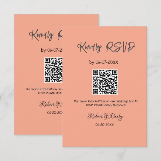 freundlich Hochzeit RSVP Scan QR-Code einfach mode Begleitkarte (Vorne/Hinten)