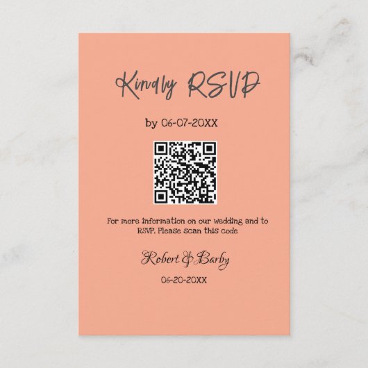 freundlich Hochzeit RSVP Scan QR-Code einfach mode Begleitkarte (Vorderseite)