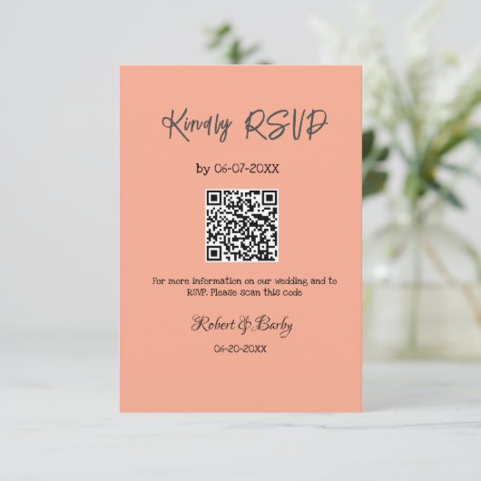 freundlich Hochzeit RSVP Scan QR-Code einfach mode Begleitkarte (Stehend Vorderseite)