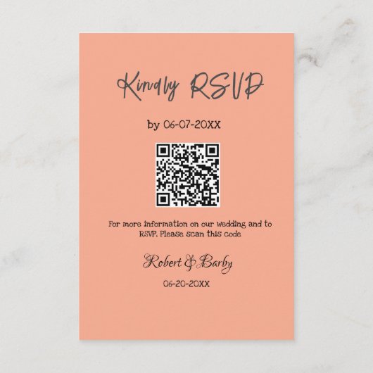 freundlich Hochzeit RSVP Scan QR-Code einfach mode Begleitkarte (Rückseite)