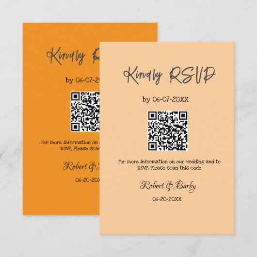 freundlich Hochzeit RSVP Scan QR-Code einfach mode Begleitkarte (Vorne/Hinten)