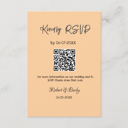 freundlich Hochzeit RSVP Scan QR-Code einfach mode Begleitkarte (Vorderseite)