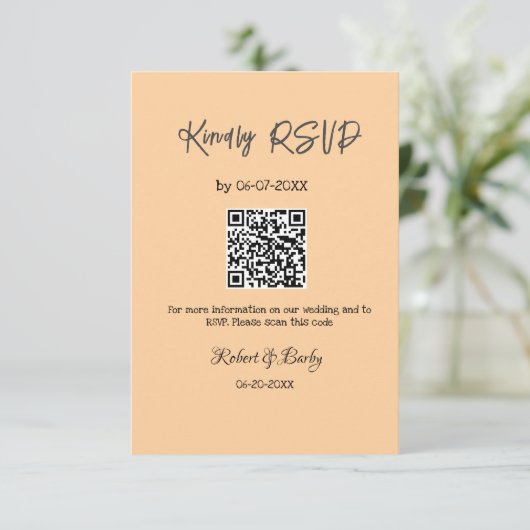 freundlich Hochzeit RSVP Scan QR-Code einfach mode Begleitkarte (Stehend Vorderseite)