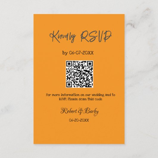 freundlich Hochzeit RSVP Scan QR-Code einfach mode Begleitkarte (Rückseite)