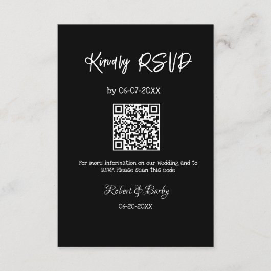 freundlich Hochzeit RSVP Scan QR-Code einfach mode Begleitkarte (Vorderseite)