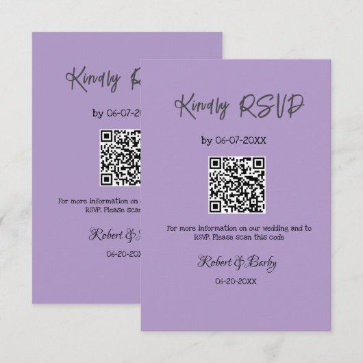 freundlich Hochzeit RSVP Scan QR-Code einfach mode Begleitkarte (Vorne/Hinten)