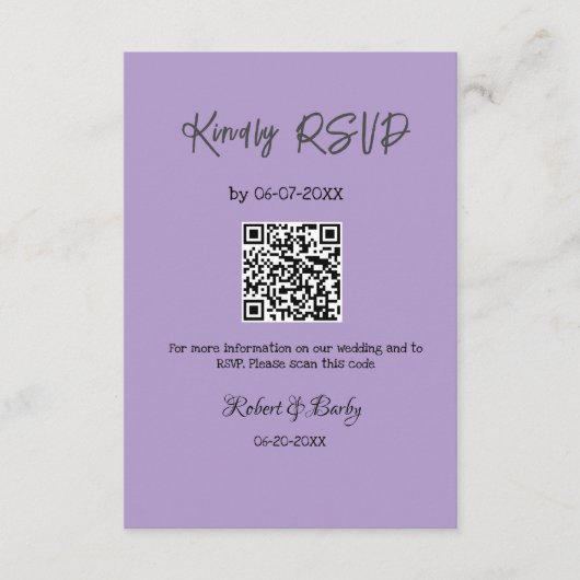 freundlich Hochzeit RSVP Scan QR-Code einfach mode Begleitkarte (Vorderseite)