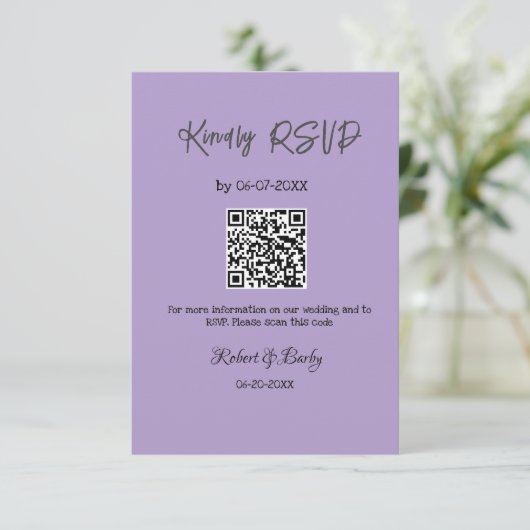 freundlich Hochzeit RSVP Scan QR-Code einfach mode Begleitkarte (Stehend Vorderseite)