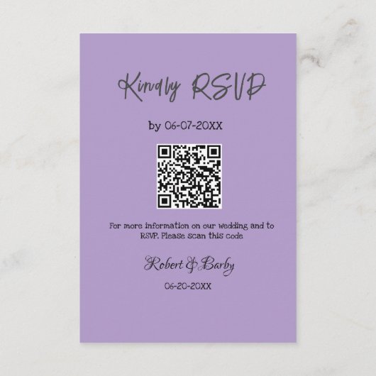 freundlich Hochzeit RSVP Scan QR-Code einfach mode Begleitkarte (Rückseite)
