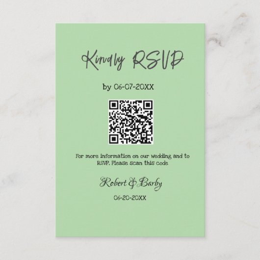 freundlich Hochzeit RSVP Scan QR-Code einfach mode Begleitkarte (Vorderseite)