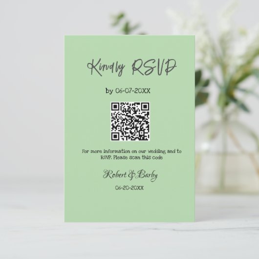 freundlich Hochzeit RSVP Scan QR-Code einfach mode Begleitkarte (Stehend Vorderseite)