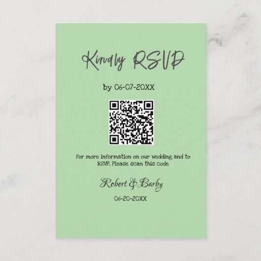 freundlich Hochzeit RSVP Scan QR-Code einfach mode Begleitkarte (Rückseite)