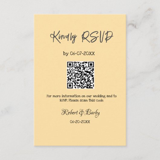 freundlich Hochzeit RSVP Scan QR-Code einfach mode Begleitkarte (Vorderseite)
