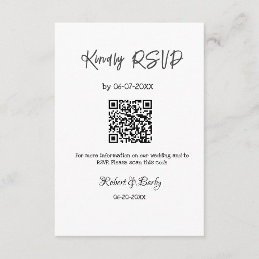 freundlich Hochzeit RSVP Scan QR-Code einfach mode Begleitkarte (Vorderseite)