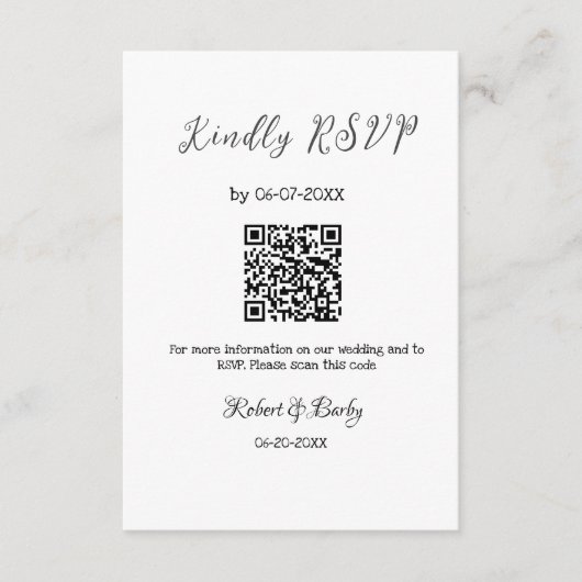 freundlich Hochzeit RSVP Scan QR-Code einfach mode Begleitkarte (Vorderseite)