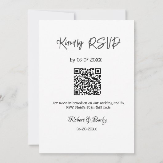 freundlich Hochzeit RSVP Scan QR-Code einfach mode Einladung (Vorderseite)