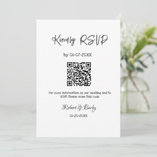 freundlich Hochzeit RSVP Scan QR-Code einfach mode Einladung (Stehend Vorderseite)