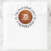 Freundlich ist der Basketballplatz mein glückliche Runder Aufkleber (Tasche)