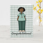 Freundlich lächelnde Krankenschwester Herzlichen G Karte (Gelbe Blume)