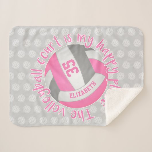 Freundlich rosa graues Volleyballfeld mein glückli Sherpadecke (Vorderseite (Horizontal))