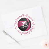 Freundlich rosa schwarzer Basketballplatz Runder Aufkleber (Umschlag)