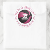 Freundlich rosa schwarzer Basketballplatz Runder Aufkleber (Tasche)