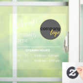 FREUNDLICH WILLKOMMEN GESCHÄFTSSTUNDEN WHITE TEXT  FENSTERAUFKLEBER (Zuhause)