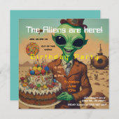 Freundliche Alien Birthday Einladung (Vorne/Hinten)